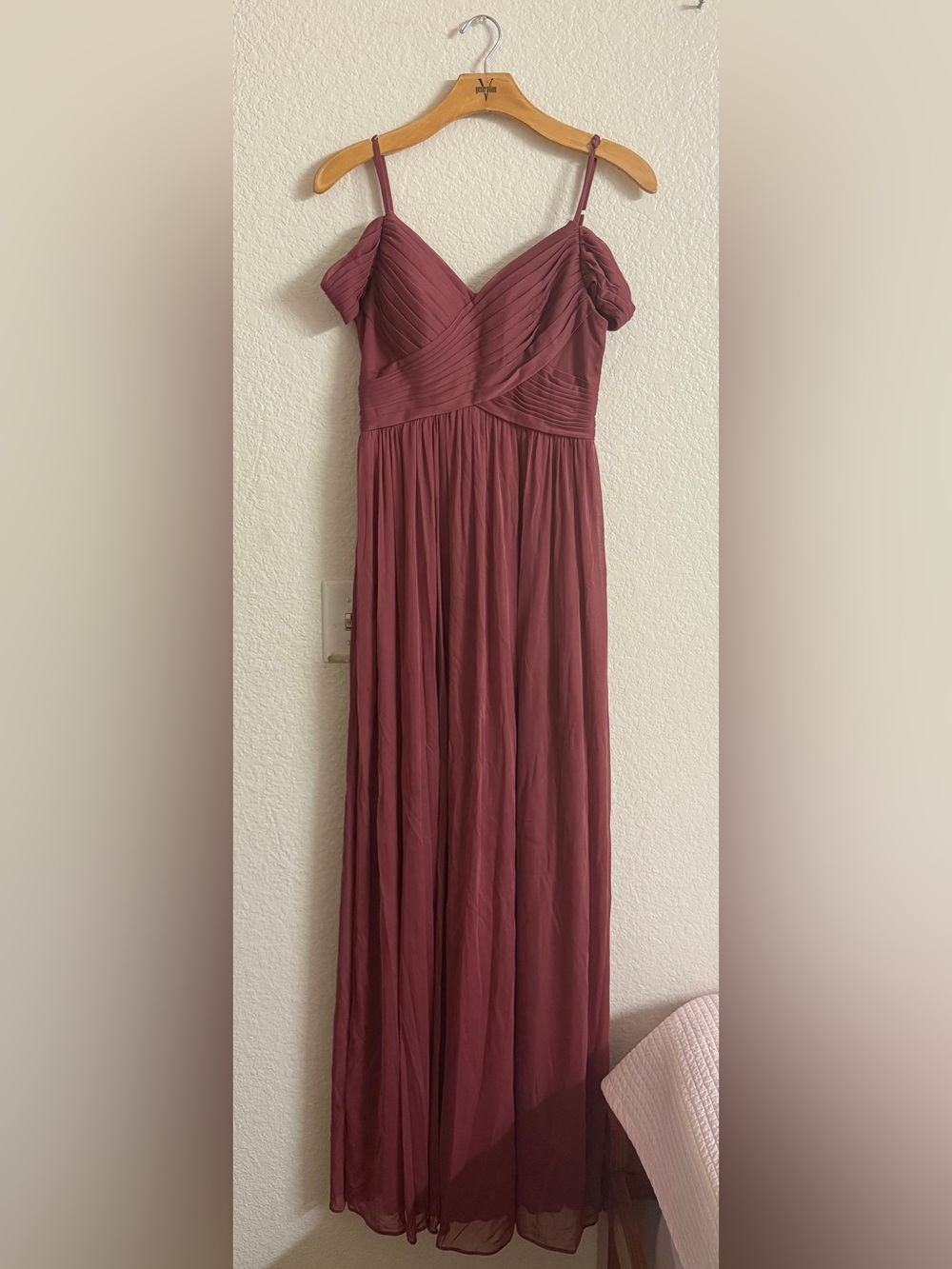 Azazie Dusty Rose Ruched Maxi Dress
